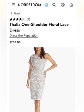 DRESS THE POPULATION Thalia One-Shoulder Floral Lace Dress